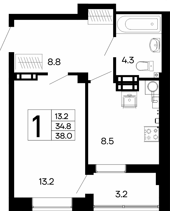 квартира 38,0 метров
